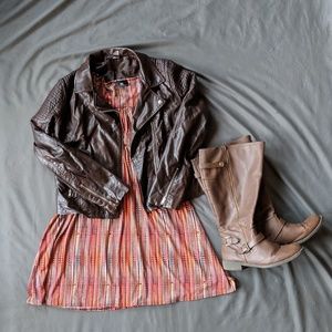 Patterned Empire-waist Scoop Neck Dress